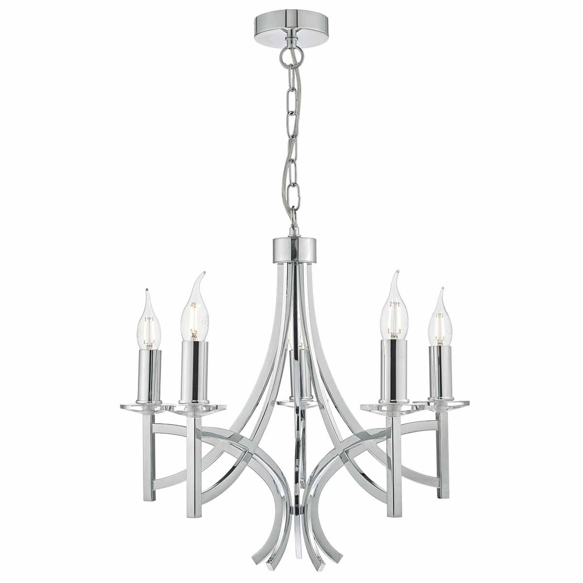 Lyon 5lt Pendant Polished Chrome & Crystal