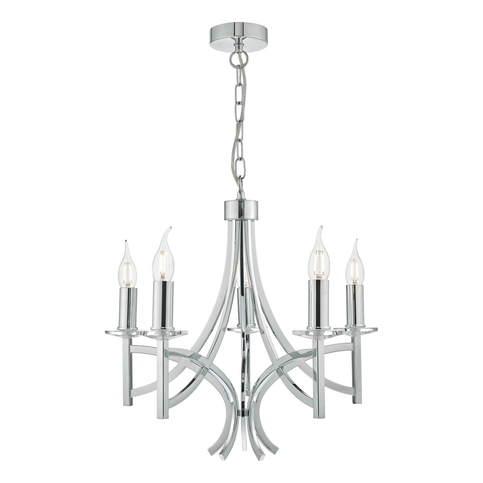 Lyon 5lt Pendant Polished Chrome & Crystal