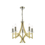Lyon 5 Light Armed Fitting Antique Brass Crystal