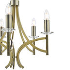Lyon 5 Light Armed Fitting Antique Brass Crystal