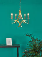 Lyon 5 Light Armed Fitting Antique Brass Crystal