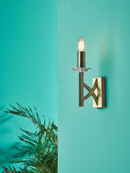 Lyon 1 Light Wall Light Antique Brass Crystal