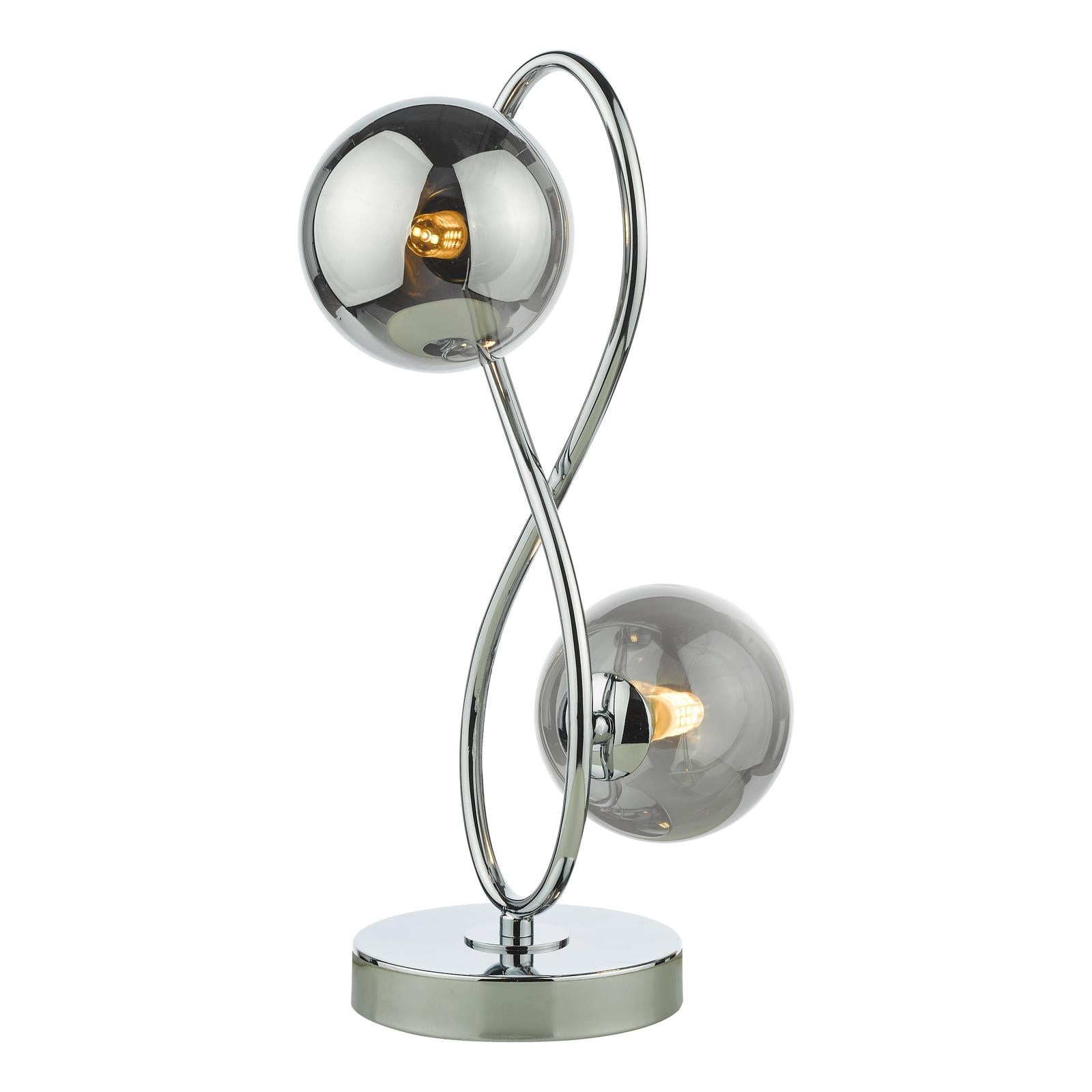 Lysandra 2 Light Table Lamps Polished Chrome and Smoked Glass