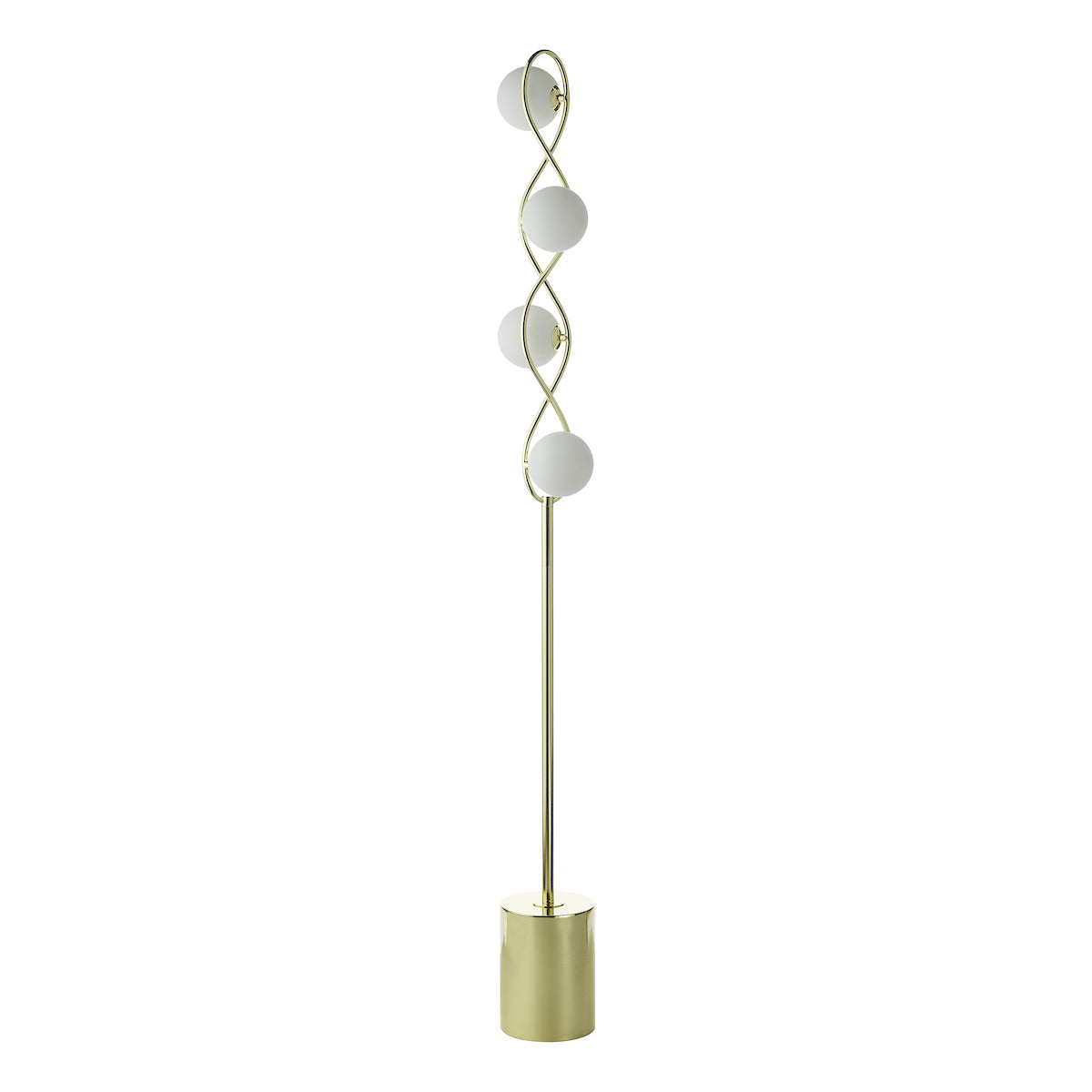 Lysandra 4 Light Floor Lamps Polished Gold and Opal Glass