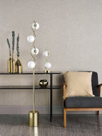 Lysandra 4 Light Floor Lamps Polished Gold and Opal Glass