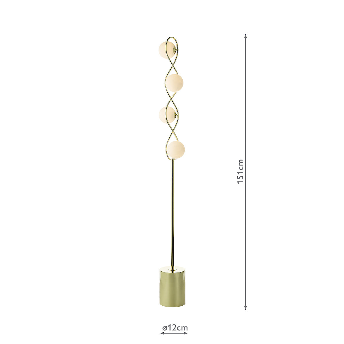 Lysandra 4 Light Floor Lamps Polished Gold and Opal Glass
