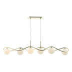 DAR Lysandra 6 Light Bar Pendant Polished Gold Opal Glass