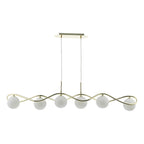 DAR Lysandra 6 Light Bar Pendant Polished Gold Opal Glass