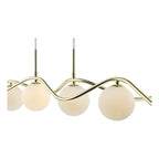 DAR Lysandra 6 Light Bar Pendant Polished Gold Opal Glass