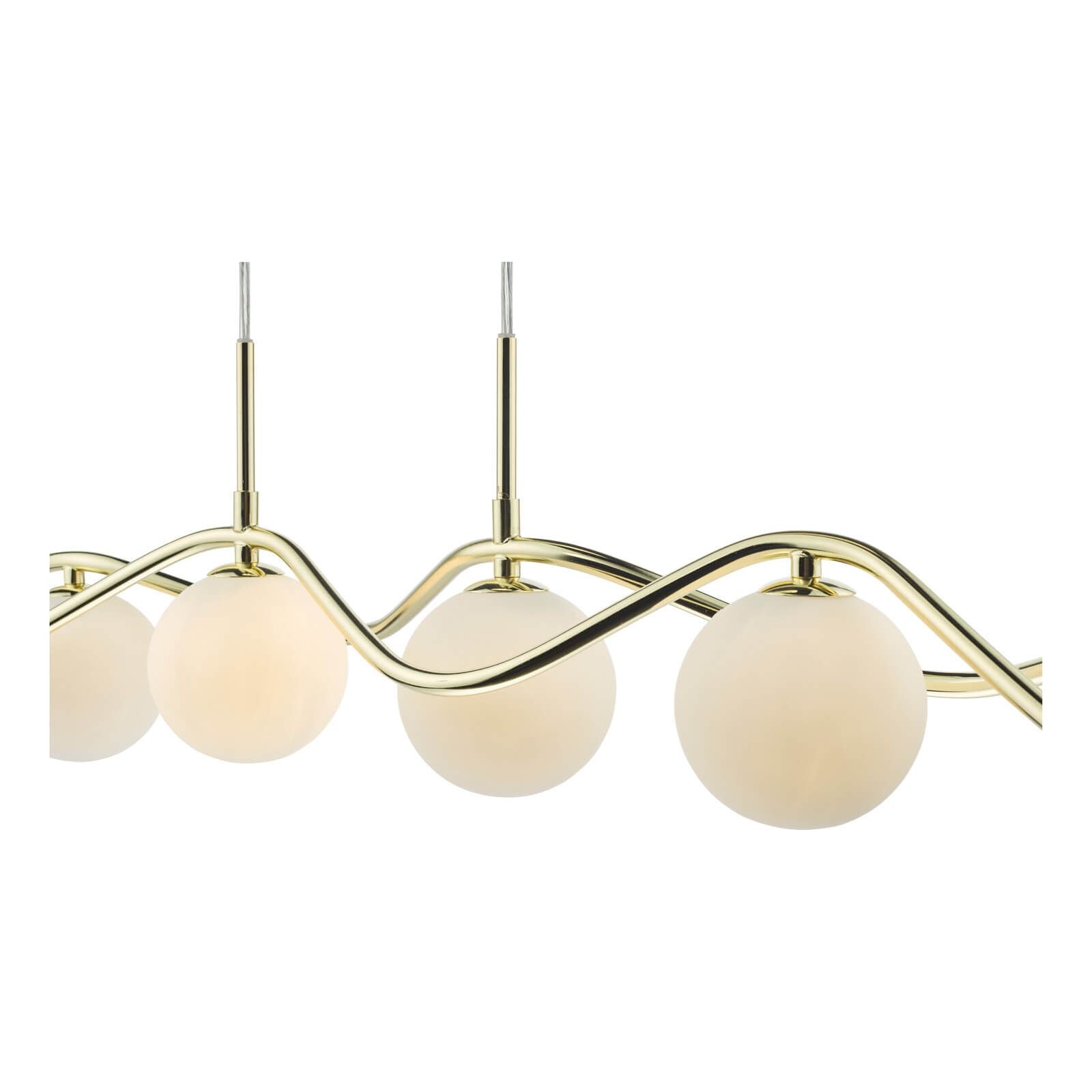 DAR Lysandra 6 Light Bar Pendant Polished Gold Opal Glass