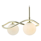 DAR Lysandra 6 Light Bar Pendant Polished Gold Opal Glass