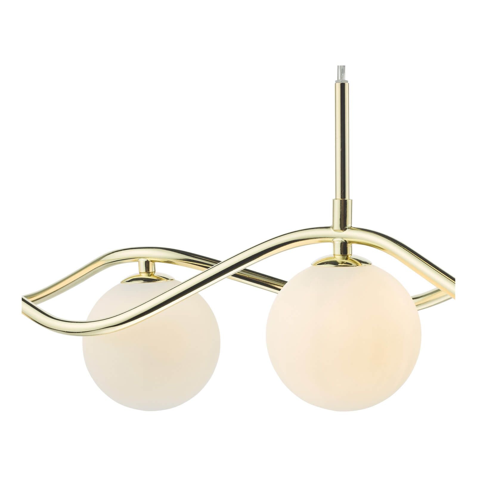 DAR Lysandra 6 Light Bar Pendant Polished Gold Opal Glass