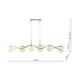 DAR Lysandra 6 Light Bar Pendant Polished Gold Opal Glass