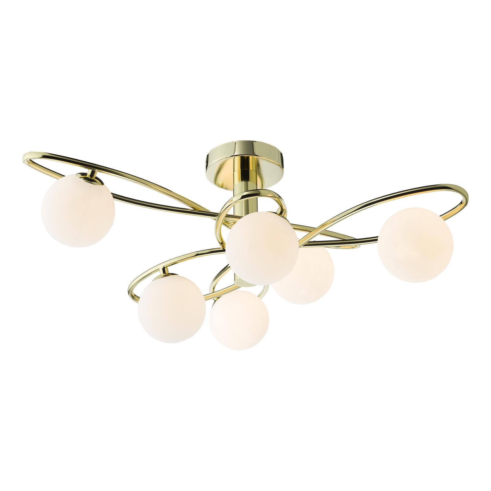 Lysandra 6 Light Semi-Flush Polished Gold and Opal Glass