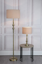 DAR Madrid Table Lamp Antique Brass Fabric Shade