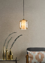 Majella Pendant Aged Brass and Champagne Glass