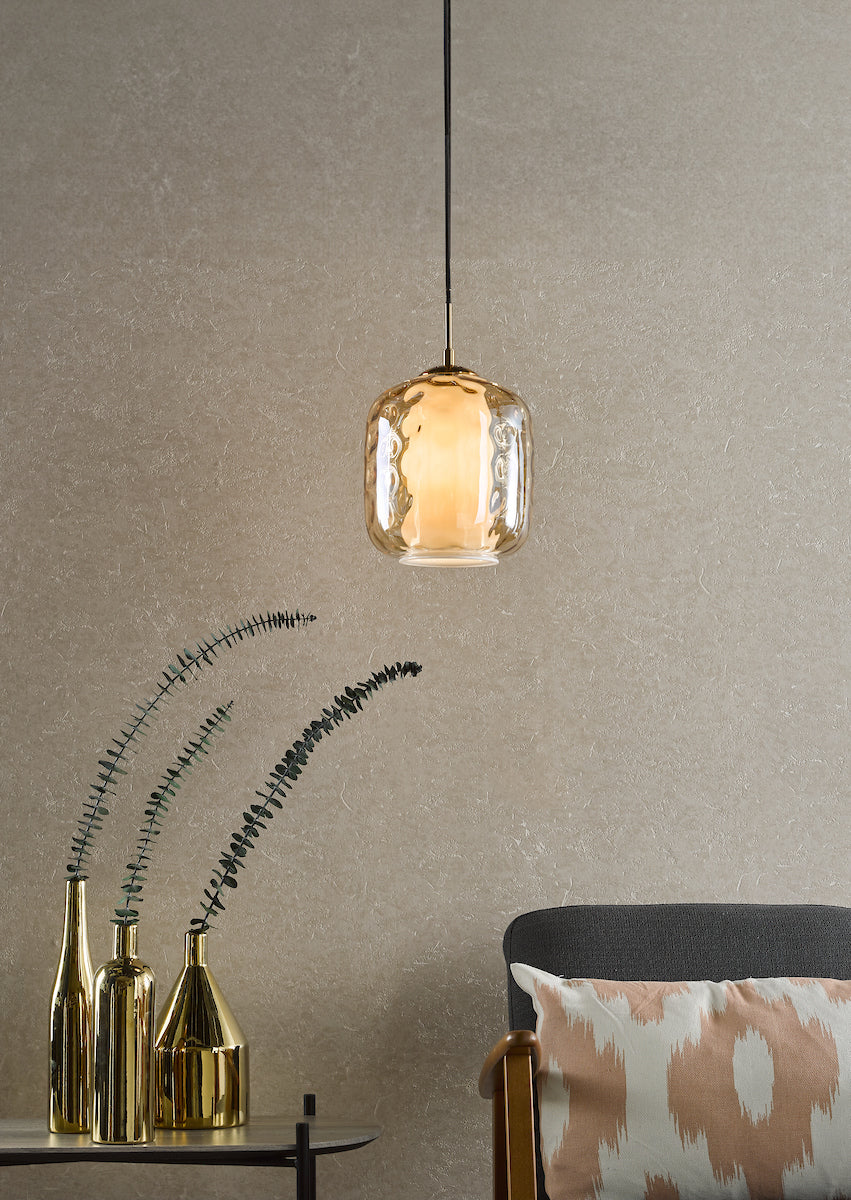 Majella Pendant Aged Brass and Champagne Glass
