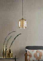 Majella Pendant Aged Brass and Champagne Glass