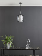 Majella Pendant Polished Chrome and Smoked Glass