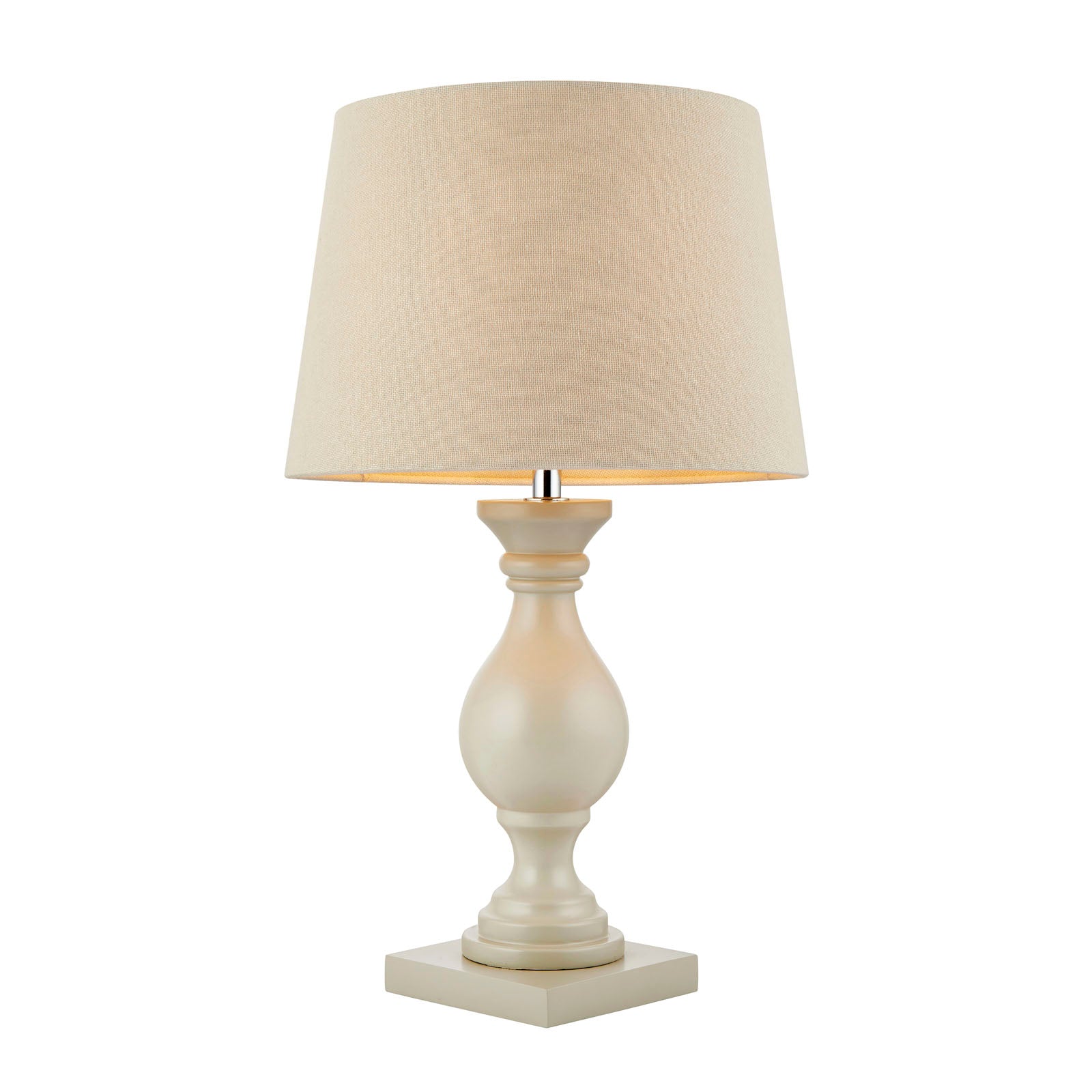 Marsham Taupe Table Lamp with Linen Shade & Inline Switch