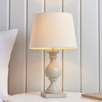 Marsham Taupe Table Lamp with Linen Shade & Inline Switch
