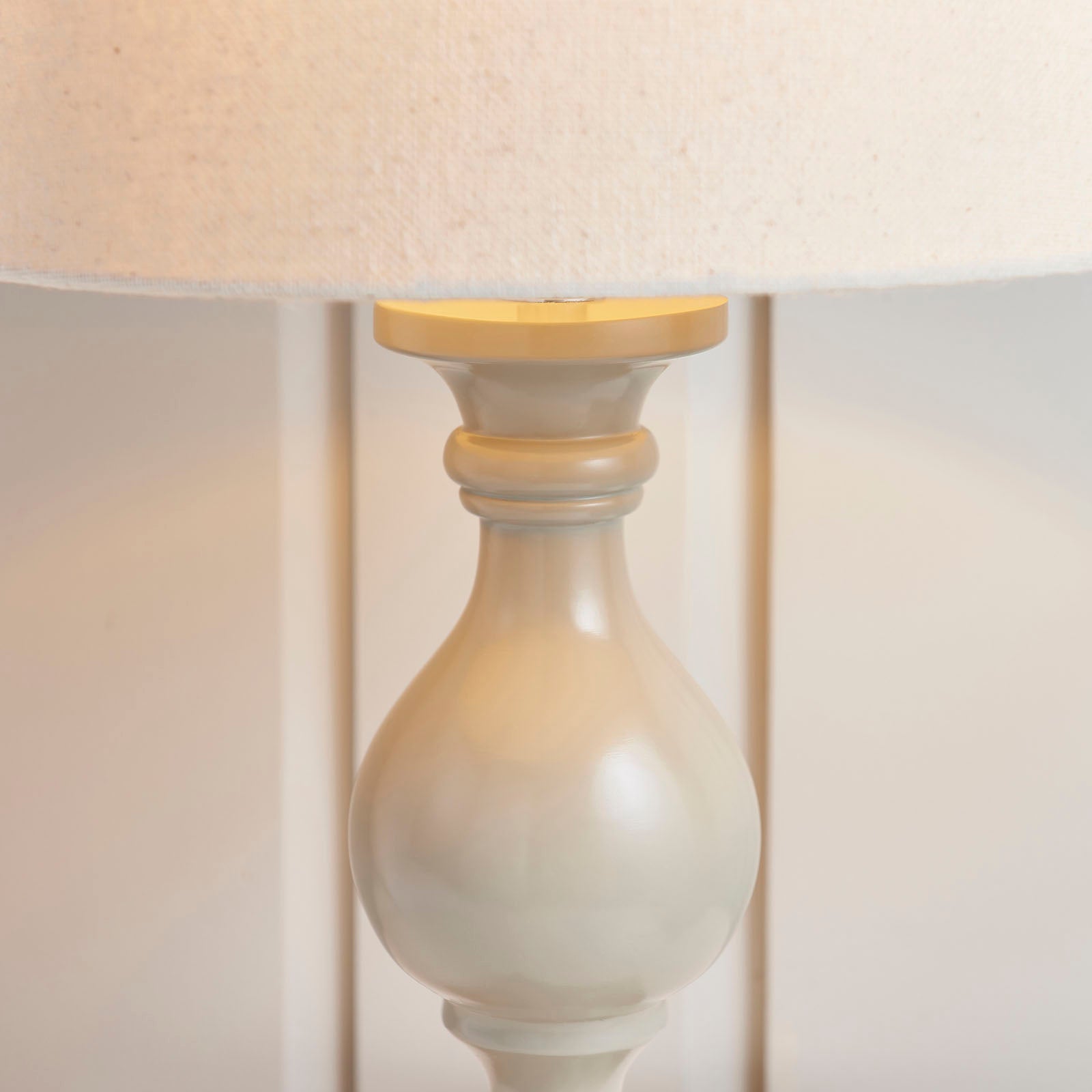 Marsham Taupe Table Lamp with Linen Shade & Inline Switch