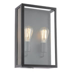 Mazin 2 Light Outdoor Wall Light Matt Black and Glass IP44