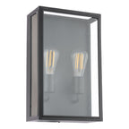 Mazin 2 Light Outdoor Wall Light Matt Black and Glass IP44
