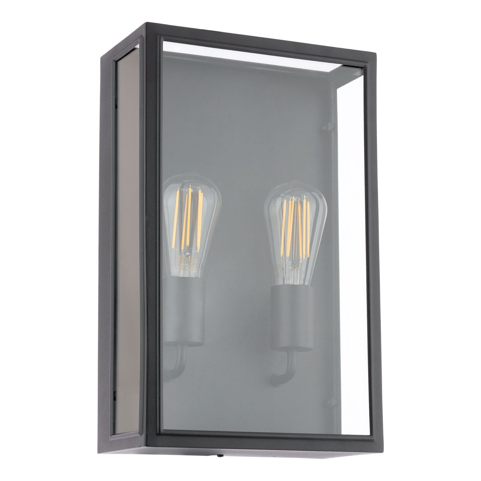 Mazin 2 Light Outdoor Wall Light Matt Black and Glass IP44