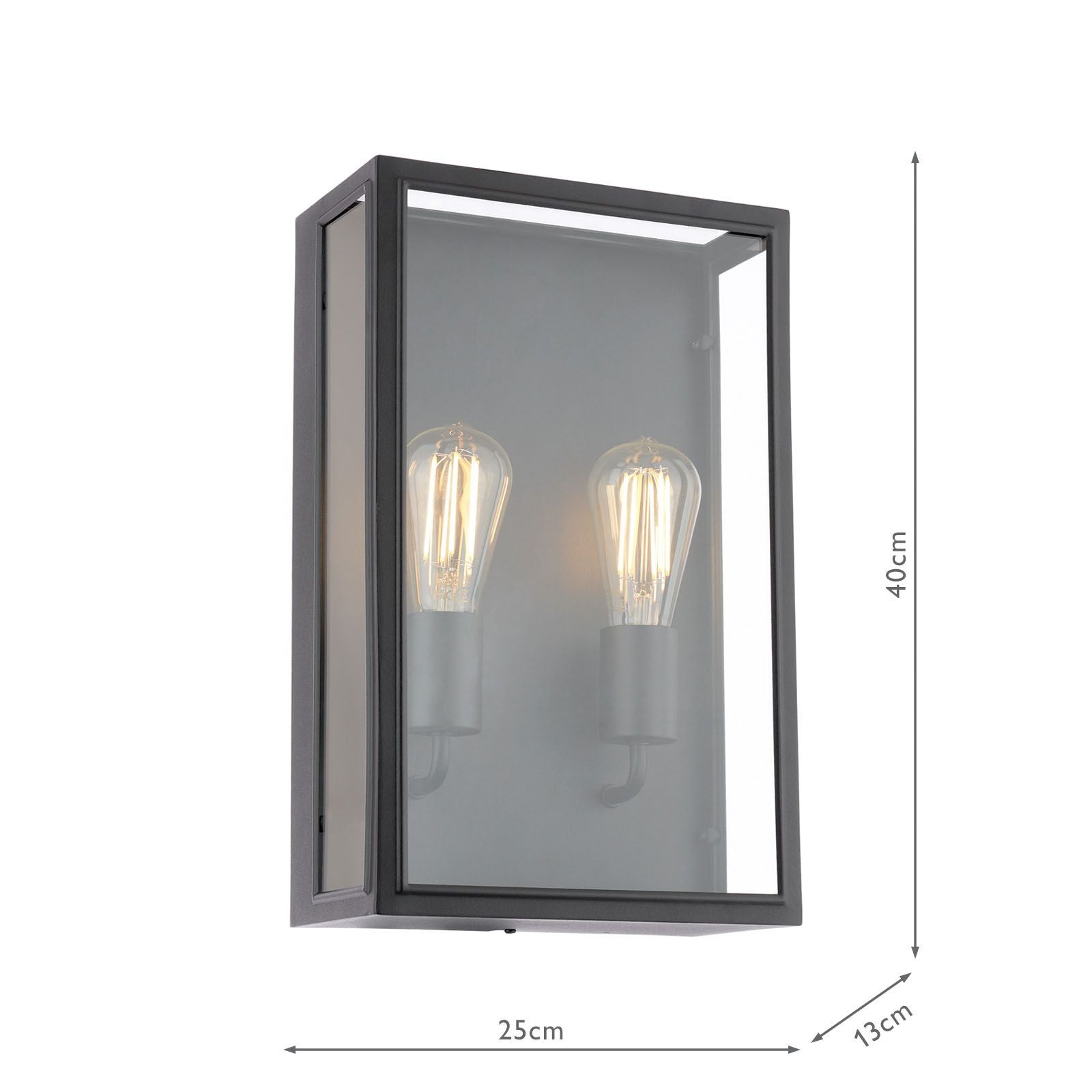 Mazin 2 Light Outdoor Wall Light Matt Black and Glass IP44