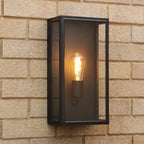Mazin Outdoor Wall Light Matt Black and Glass IP44