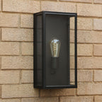 Mazin Outdoor Wall Light Matt Black and Glass IP44