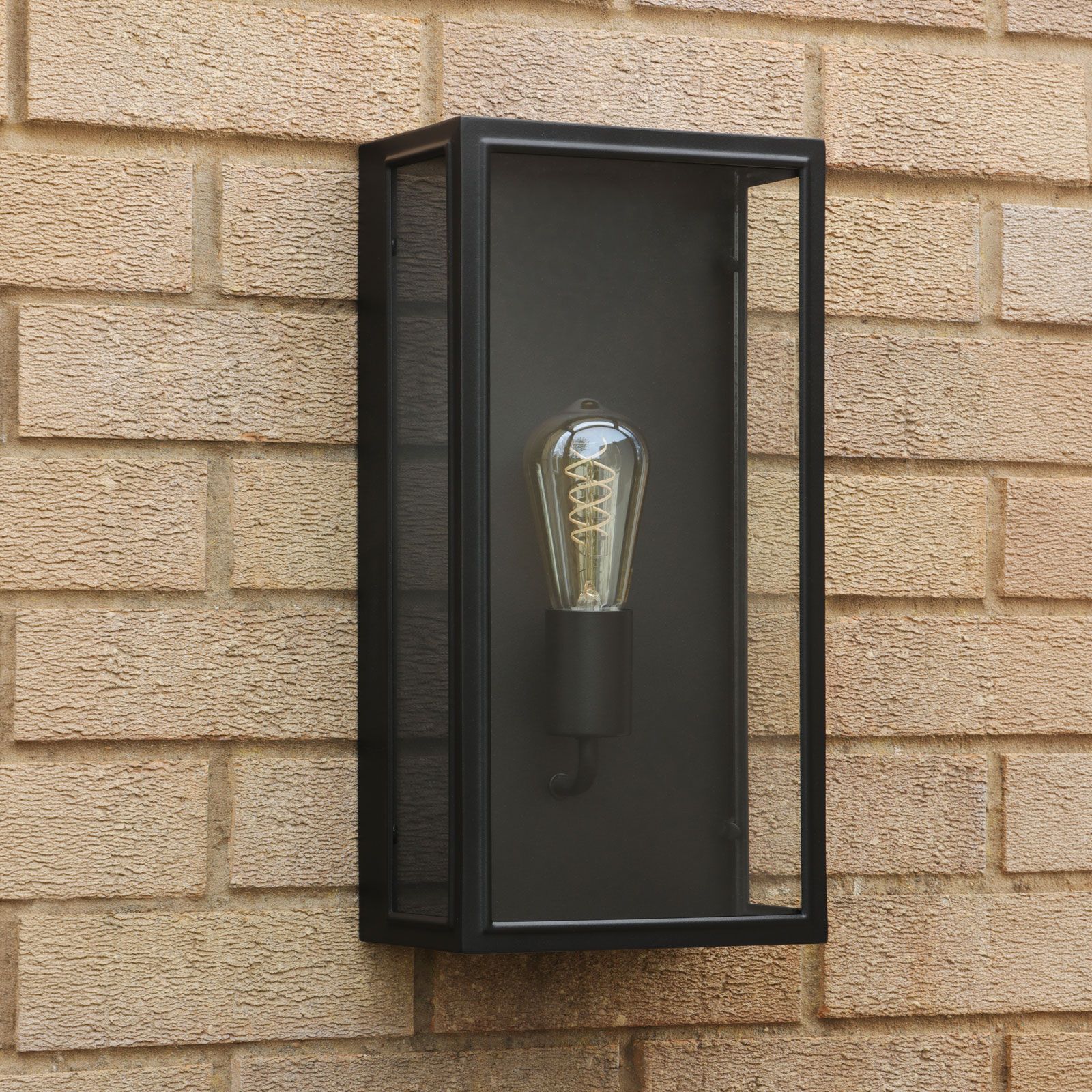 Mazin Outdoor Wall Light Matt Black and Glass IP44