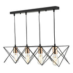 Industrial black wire pendant light with copper holders