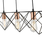 Midi 4 Light Bar Pendant Light Black with Copper Detail