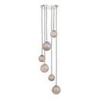 Mikara 6 Light Cluster Pendant Marble Effect Glass & Polished Chrome