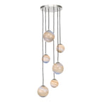Mikara 6 Light Cluster Pendant Marble Effect Glass & Polished Chrome
