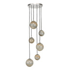 Mikara 6 Light Cluster Pendant Marble Effect Glass & Polished Chrome