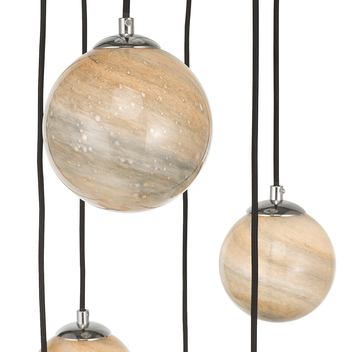 Mikara 6 Light Cluster Pendant Marble Effect Glass & Polished Chrome