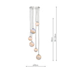 Mikara 6 Light Cluster Pendant Marble Effect Glass & Polished Chrome