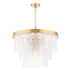 Moesha 6 Light Pendant Natural Brass and Ribbed Glass