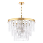 Moesha 6 Light Pendant Natural Brass and Ribbed Glass
