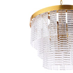Moesha 6 Light Pendant Natural Brass and Ribbed Glass