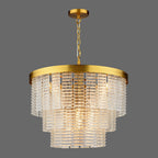 Moesha 6 Light Pendant Natural Brass and Ribbed Glass