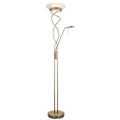 Monaco 2-Light Antique Brass Floor Lamp with Uplighter, Reading Lamp & Dimmer Switch