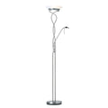 Monaco 2-Light Satin Chrome Floor Lamp with Uplighter, Reading Lamp & Dimmer Switch