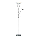 Monaco 2-Light Satin Chrome Floor Lamp with Uplighter, Reading Lamp & Dimmer Switch