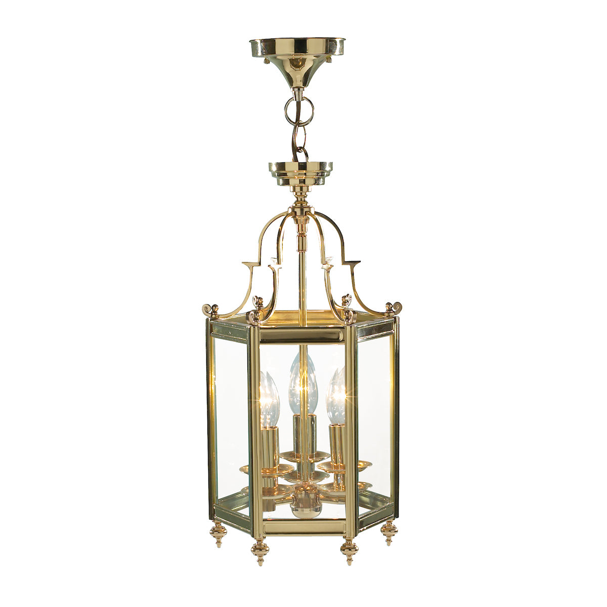 Moorgate Hexagonal Hall Lantern Dual Mount Polished Brass