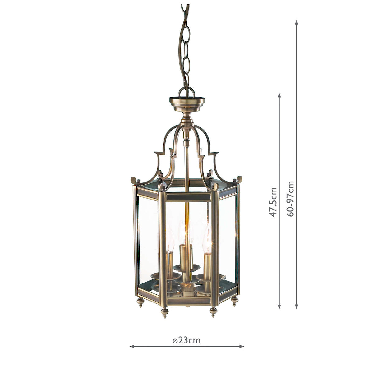 Moorgate Hexagonal Hall Lantern Dual Mount Antique Brass