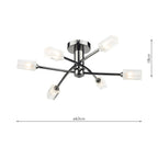 Morgan 6 Light Semi Flush Black Chrome